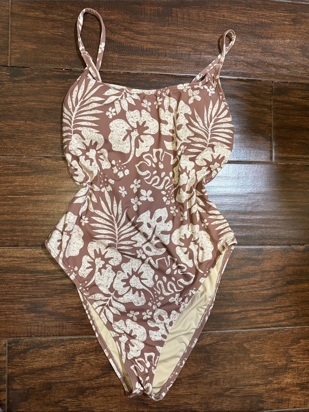 Billabong Mauve Floral One-Piece Swimsuit with Cream Print